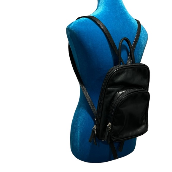 Osgoode Marley backpack|black leather mini backpack| minimalist leather backpack - Picture 1 of 13